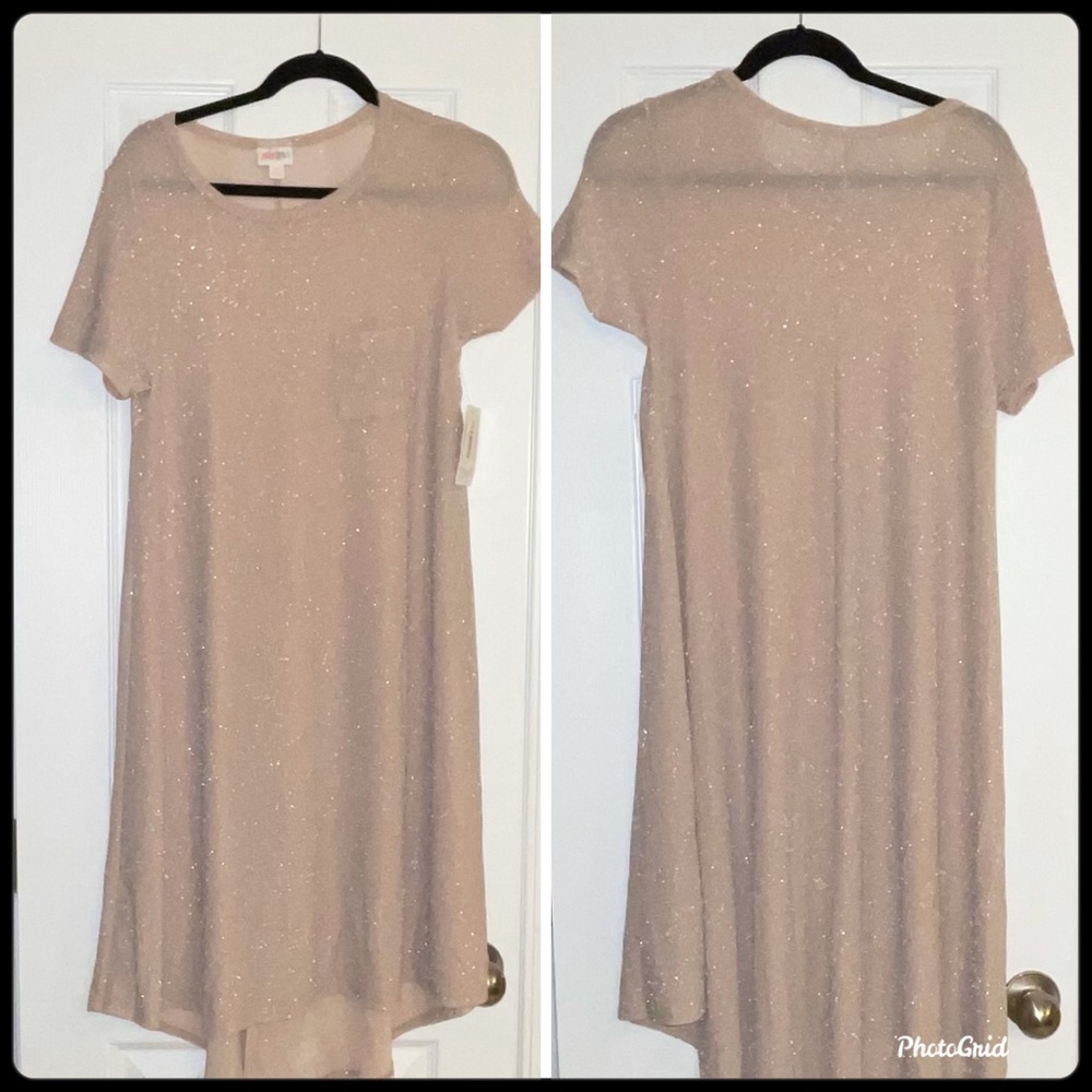 LuLaRoe Carly Dress sz S NWT Beige Sparkles